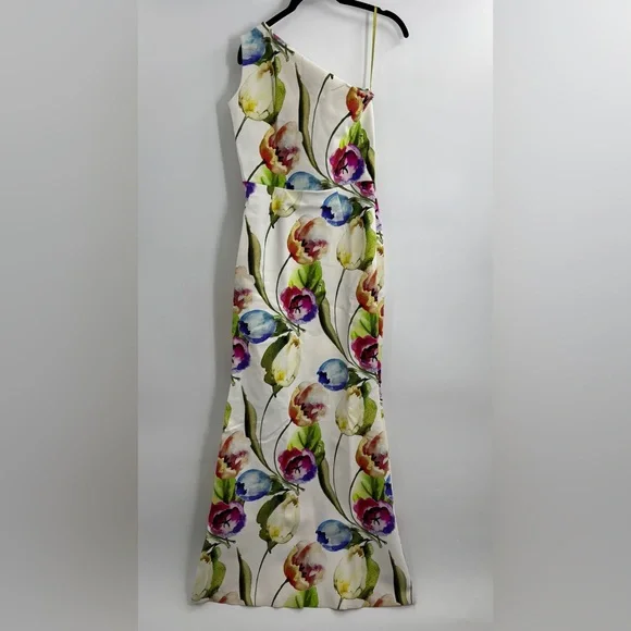 Chiara Boni La Petite Robe Floral One-shoulder Jersey Gown In Tulipano 44/8